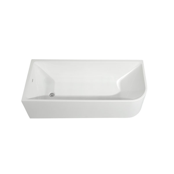 KDK HOME 59” x 28.7” Freestanding Corner Bathtub, Left Drain Stand